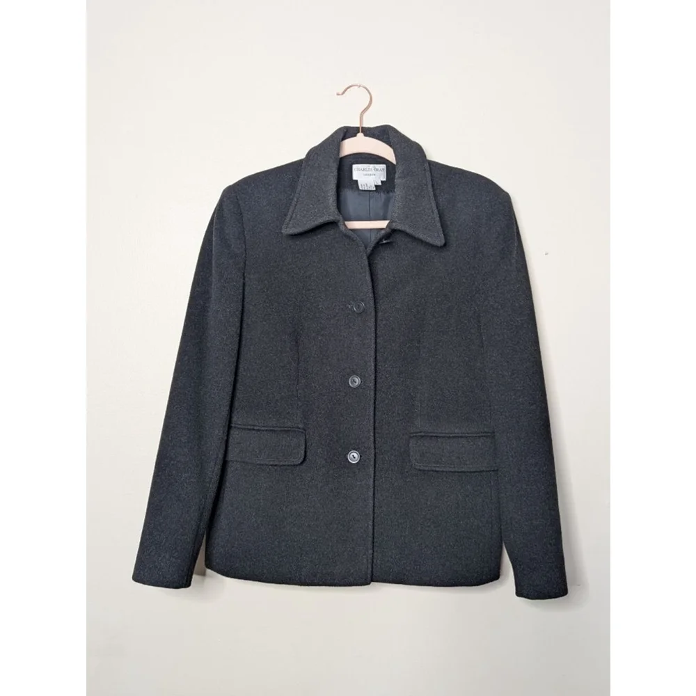 CHARLES GRAY London Blazer Women's L Charcoal Coat 70% Wool 20% Cashmere - Picture 1 of 5